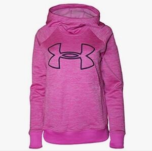 Under Armour Cold Gear Mock Neck Relaxed Fit Hoodie in Dragon Fruit Pink Sz Med